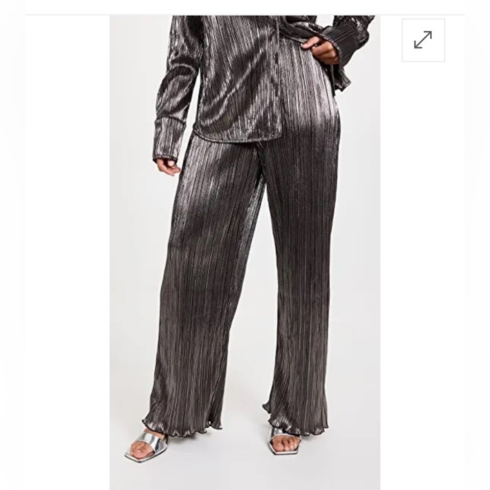 Good American Black‎ Plisse Dressy Wide Leg Pull On Elastic Waist Pants. S/M